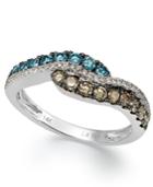 Le Vian Chocolate, Blue And White Diamond Ring In 14k White Gold (3/4 Ct. T.w.)