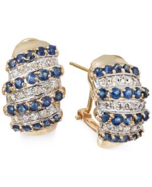 Sapphire (3-1/3 Ct. T.w.) And Diamond (5/8 Ct. T.w.) Four-row Earrings In 14k Gold