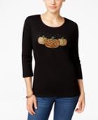 Karen Scott Pumpkin Graphic Top, Only At Macy's