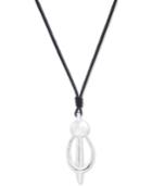 Lucky Brand Silver-tone Sculptural 31 Leather Pendant Necklace