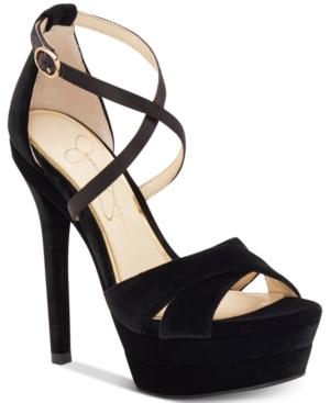 Jessica Simpson Roxelle Platform Velvet Dress Sandals Women's Shoes