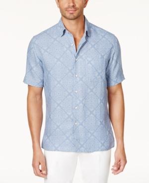 Tasso Elba Men's Mosaic Floral Silk & Linen Shirt, Created For Macy's