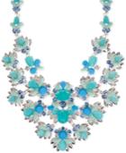 Nine West Silver-tone Blue Stone And Crystal Statement Necklace