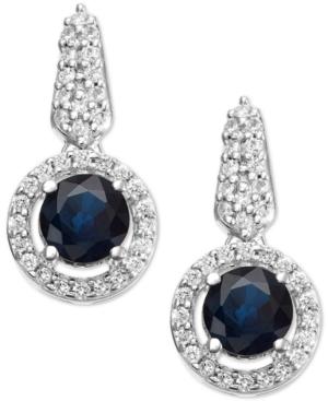 Sapphire (3/4 Ct. T.w.) And Diamond (1/5 Ct. T.w.) Drop Earrings In Sterling Silver