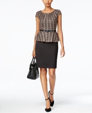 Connected Petite Belted Peplum Dress