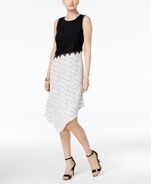 Alfani Prima Asymmetrical Contrast Dress, Created For Macy's