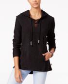 Roxy Juniors' Pearling Cotton Lace-up Poncho Hoodie