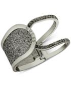 Guess Hematite-tone Glitter & Stone Hinged Openwork Bangle Bracelet