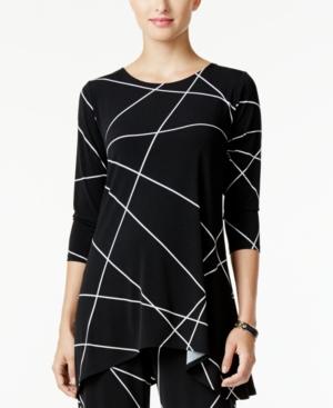 Alfani Petite Printed Handkerchief-hem Swing Top, Created For Macy's