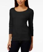 Karen Scott Petite Solid Scoop-neck Top, Only At Macy's
