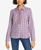 Tommy Hilfiger Cotton Plaid Utility Top, Created For Macy's