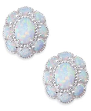 Opal Flower Stud Earrings (3 Ct. T.w.) In Sterling Silver