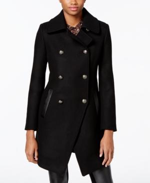 Trina Turk Leather-trim Military Peacoat
