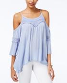American Rag Crochet-trim Cold Shoulder Top, Only At Macy's