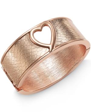Thalia Sodi Rose Gold-tone Heart Hinged Bangle Bracelet, Only At Macy's
