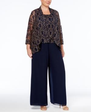 Alex Evenings Plus Size 3-pc. Lace Pantsuit