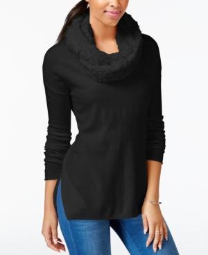 Bar Iii Faux-fur-scarf Sweater