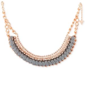 Guess Rose Gold-tone Crystal & Thread Collar Necklace, 15 + 2 Extender