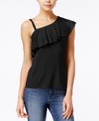 Almost Famous Juniors' Ruffled One-shoulder Top