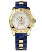Tommy Hilfiger Watch, Women's Gold Tone Stainless Steel And Navy Silicone Strap 38mm 1781307