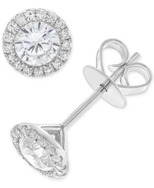 Certified Diamond Halo Stud Earrings (1 Ct. T.w.) In 14k White Gold