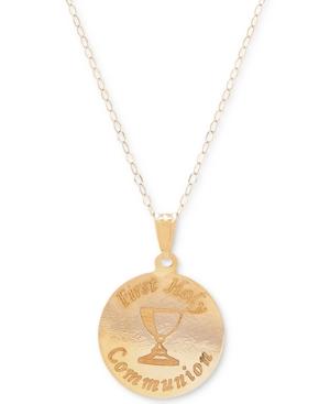First Holy Communion 15 Pendant Necklace In 14k Gold