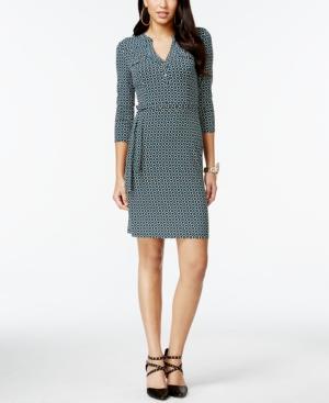 Thalia Sodi Printed Split-neck Belted Dress, Only At Macy's