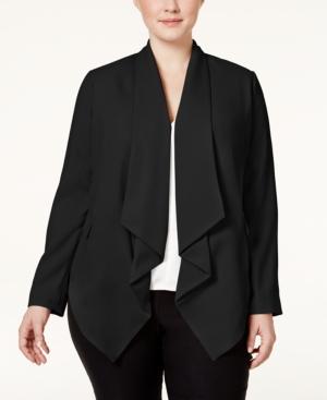 Calvin Klein Plus Size Ruffled Open-front Jacket