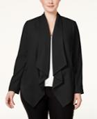 Calvin Klein Plus Size Ruffled Open-front Jacket
