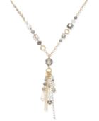 Inc International Concepts Gold-tone Crystal Bead Imitation Pearl Tassel Pendant Necklace, Only At Macy's