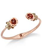Kate Spade New York Rose Gold-tone Crystal Flower Hinged Cuff Bracelet
