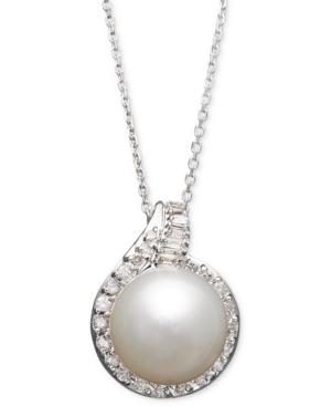 14k White Gold Necklace, Cultured South Sea Pearl (12mm) And Diamond (1/2 Ct. T.w.) Pendant