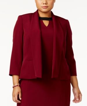 Kasper Plus Size Shawl-collar Flyaway Jacket