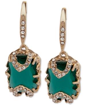 Jenny Packham Gold-tone Pave & Stone Square Drop Earrings