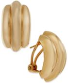 Triple Ribbed Earrings In 14k Gold