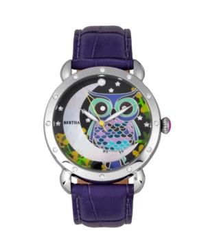 Bertha Quartz Ashley Collection Silver And Purple Leather Watch 38mm