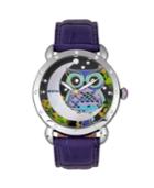 Bertha Quartz Ashley Collection Silver And Purple Leather Watch 38mm
