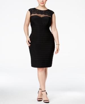 Xscape Plus Size Lace-trim Banded Bodycon Dress
