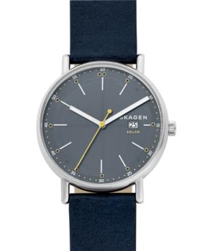 Skagen Mens Signatur Solar Blue Leather Watch Skw6451