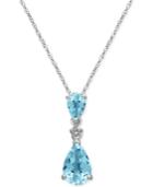 Aquamarine (1-1/2 Ct. T.w.) And Diamond Accent Pendant Necklace In 14k White Gold