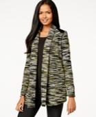 Eci Faux-leather-trim Boucle Cardigan