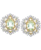 Victoria Townsend Green Amethyst (2-2/5 Ct. Tw.w.) And White Topaz (1/3 Ct. T.w.) Stud Earrings In 18k Gold-plated Sterling Silver