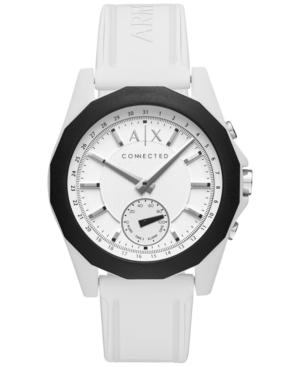 Ax Armani Exchange Men's Connected White Silicone Strap Hybrid Smart Watch 44mm Axt1000