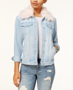 Almost Famous Juniors' Faux-fur-collar Denim Jacket