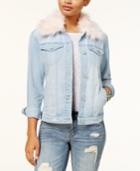 Almost Famous Juniors' Faux-fur-collar Denim Jacket