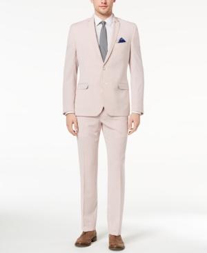 Nick Graham Men's Slim-fit Stretch Red/white Seersucker Suit
