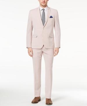 Nick Graham Men's Slim-fit Stretch Red/white Seersucker Suit