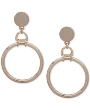 Dkny Gold-tone Circle Drop Earrings, Created For Macy's