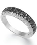 Victoria Townsend Sterling Silver Black Diamond (1/4 Ct. T.w.) And White Diamond Accent Band Ring
