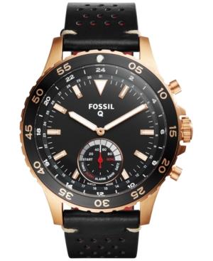 Fossil Q Men's Crewmaster Black Leather Strap Hybrid Smart Watch 48mm